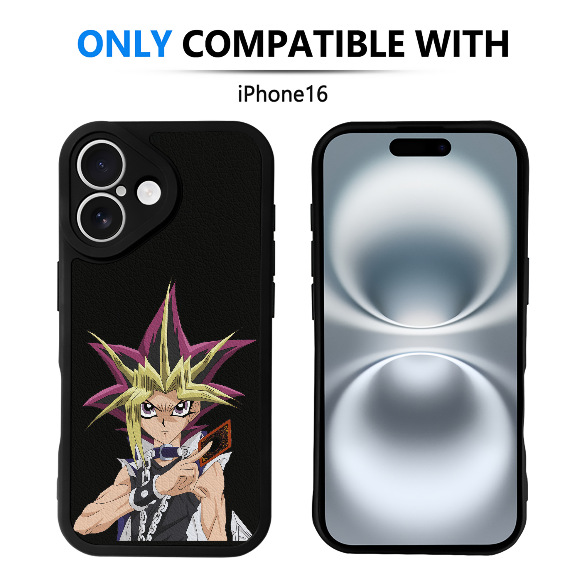 （画像用） 遊☆戯☆王 Yu-Gi-Oh! 【iPhone 16シリーズ対応】シリコンスマホケース（レザー調） 材質：シリコン